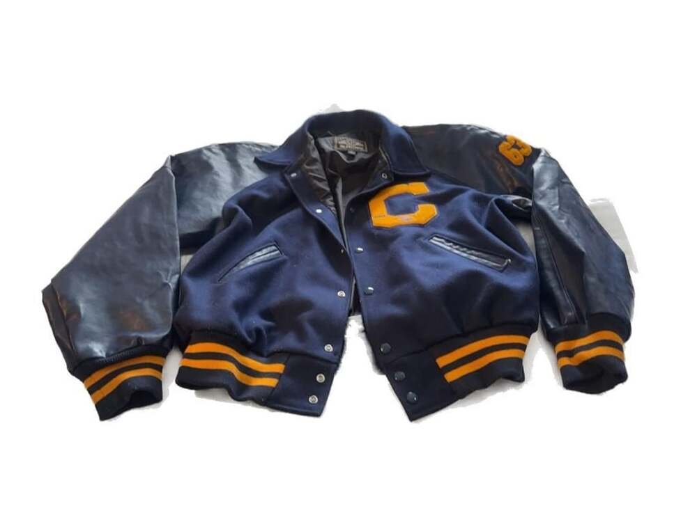 Holloway Varsity Jacket Navy Blue and Gold Size Large